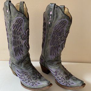 Corral Boots, Size 10-1/2M, Heather Grey & Lavender
